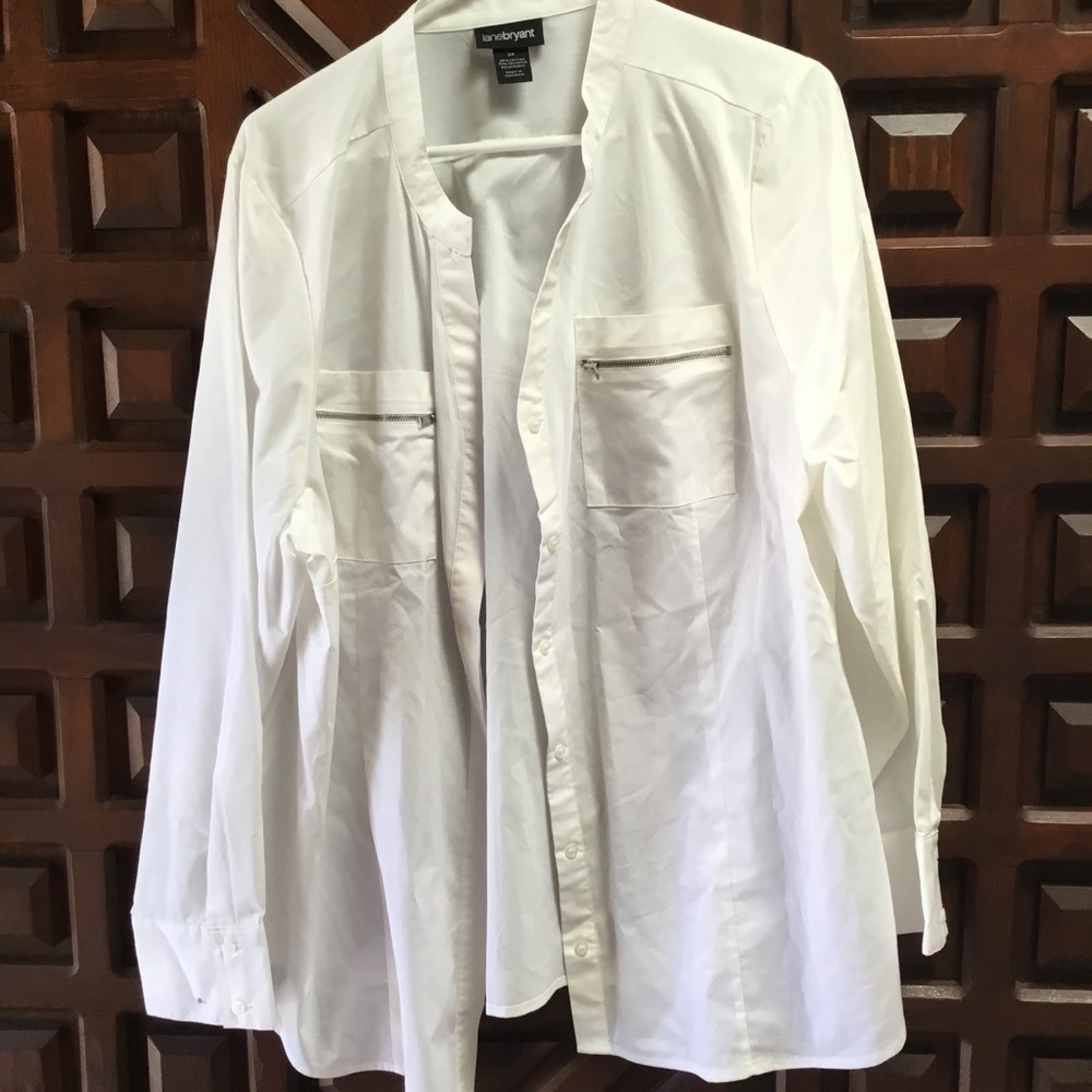 Lane Bryant white long sleeve shirt